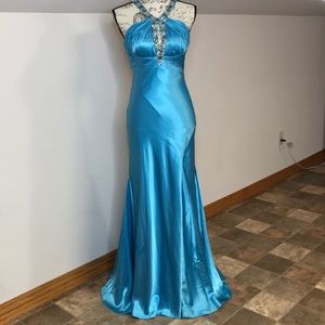 Blue Satin Prom Dress